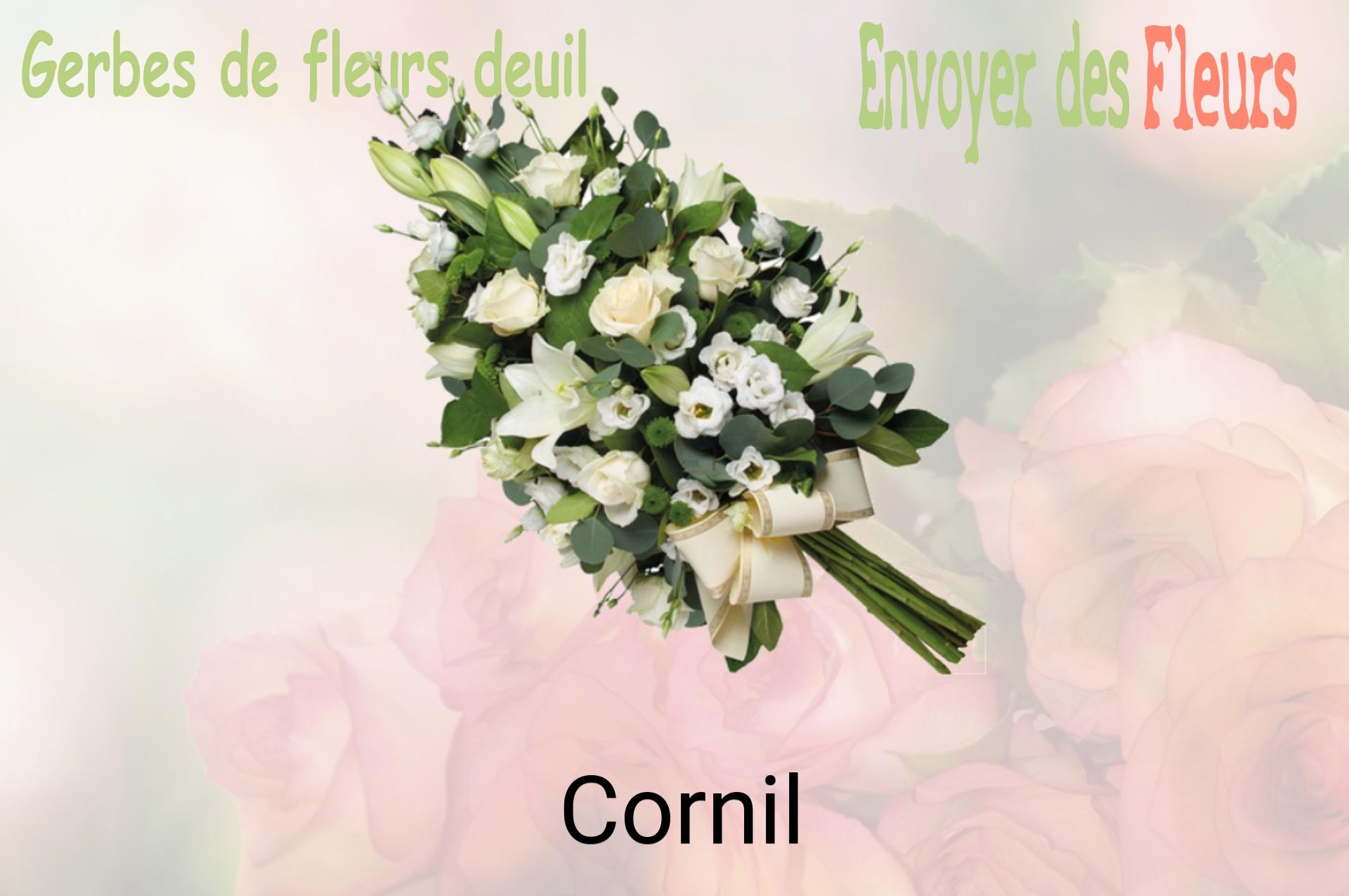 Gerbe de fleurs de deuil livrée à Cornil